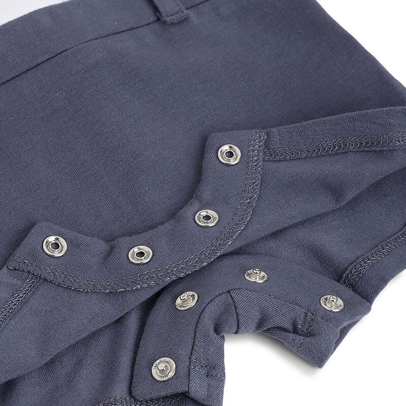 Boys Dark Light Blue Printed Short Sleeve Rompers image number 3